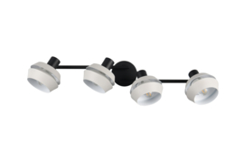 Trio lighting plafondspot  Isla , 4-lichts zwart-warm grijs