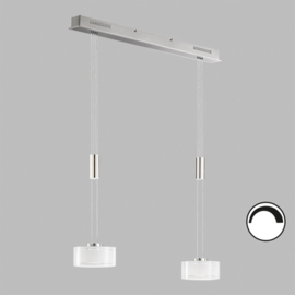 Fischer&honsel hanglamp Lavin led, 2-lichts mat nikkel- opaal glas