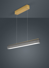 Helestra  hanglamp Bora led, mat messing met antraciet kap 100 cm