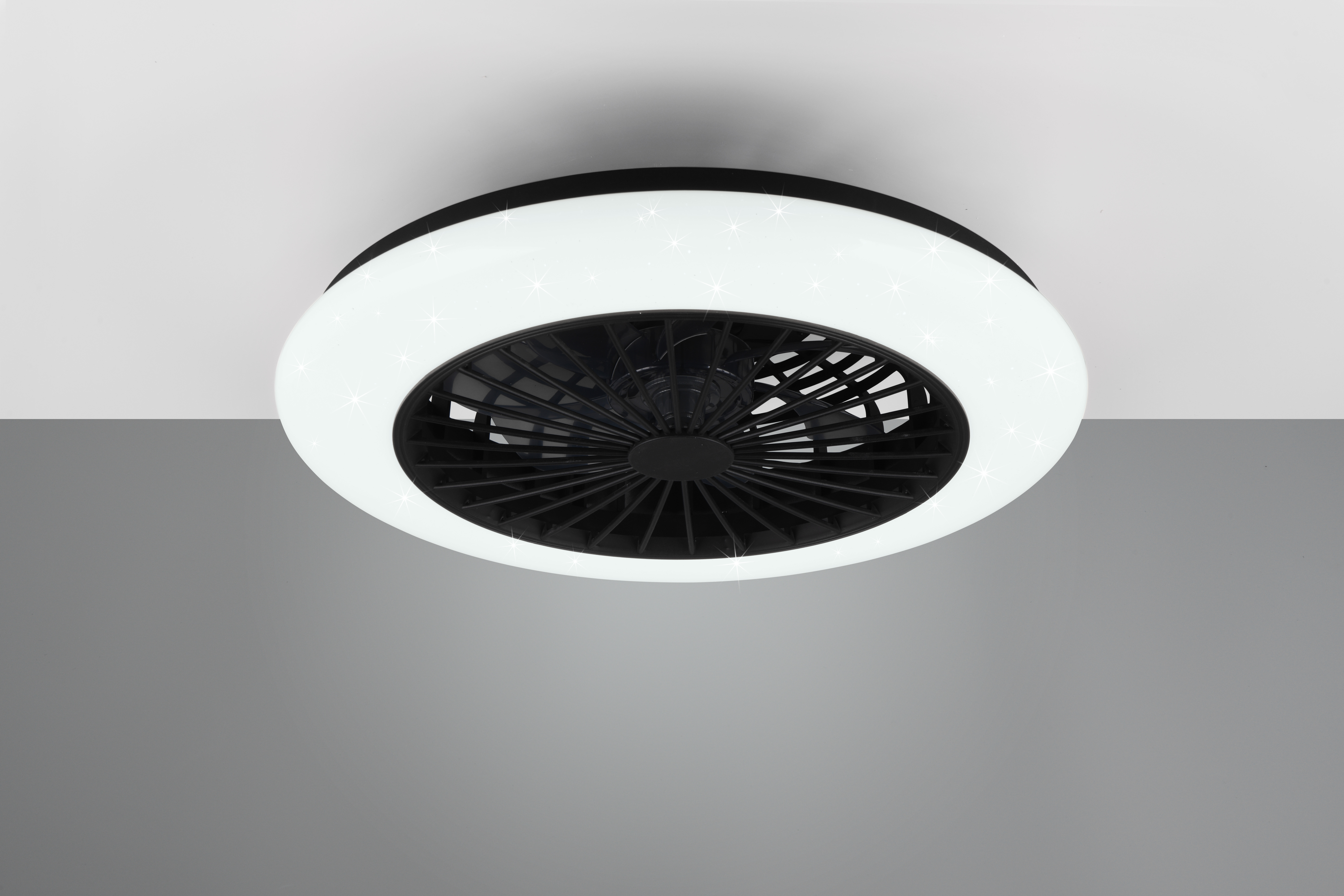 Trio lighting plafond ventilator Straslund led, zwart 50 cm