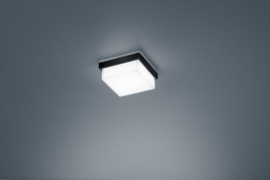 Plafondlamp Cosi led, vierkant mat zwart en gesatineerd glas IP30