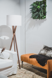 By Rydéns vloerlamp Vega, walnoot met stoffen kap