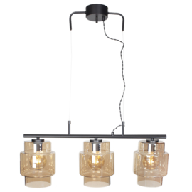 By Rydéns hanglamp Ebbot, zwart met amber glas incl. ledbron