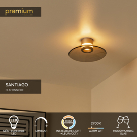 Lucide SANTIAGO - Plafonnière - Ø 23 cm - LED Dimb. - CCT - 1x10W 2700K/4000K - Amber