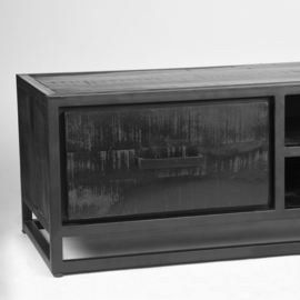 Tv- meubel Chili, zwart mangohout zwart metaal 160 cm