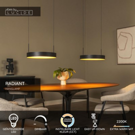 Lucide RADIANT - Hanglamp - LED Dimb. - CCT - 2x38W 2200K/3000K - Zwart - Vibes