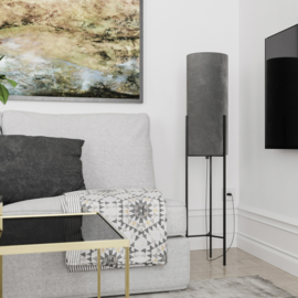 By Rydéns vloerlamp Honey, zwart met een grijze kleur kap incl. licht bron