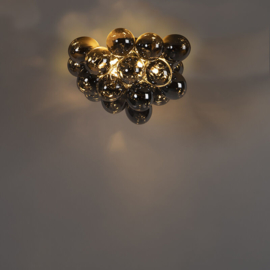 Plafondlamp Uvas, 6-lichts zwart met smoke glas incl. licht bron