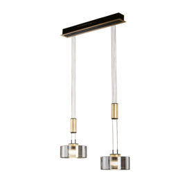 Fischer&honsel hanglamp Lavin led, 2-lichts zwart-goud