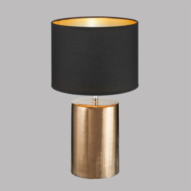 Fischer & Honsel  tafellamp Bronz, antiek brons met zwarte kap 43 cm