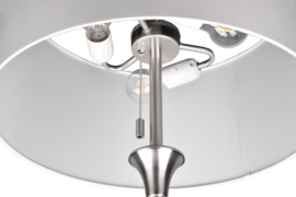 Trio lighting vloerlamp Sabia, mat nikkel met stoffen kap