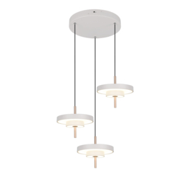 Trio lighting hanglamp Keaton led, 3-lichts warm grijs
