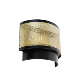Qazqa wandlamp Kayleigh, zwart met messing 30 cm