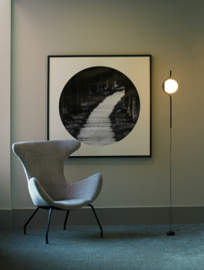 Faro vloer-hanglamp Le vita led, zwart met opaal glas