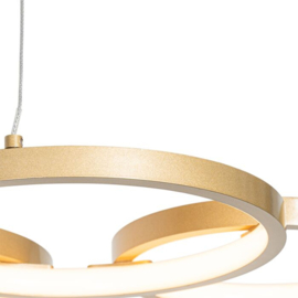 Qazqa hanglamp Rondas led, 3-lichts goud incl. switch dimmer 52 cm