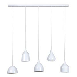 Linea verdace hanglamp Vintage, 5-lichts hoogglans wit