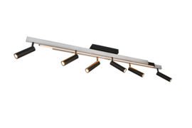 Trio lighting plafondspot  Zeno led, 6-lichts geborsteld aluminium-zwart