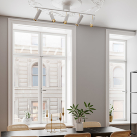 By Rydéns plafondspot  Puls Spotlight, 5-lichts wit-goud incl led bron