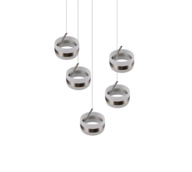 Trio lighting  hanglamp Dios led, 5-lichts mat nikkel