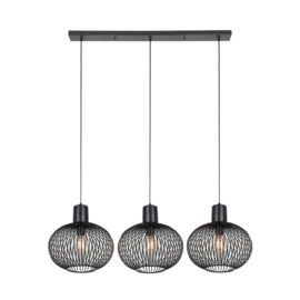 Trio lighting hanglamp Gila, 3-lichts zwart