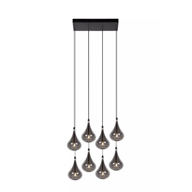 Lucide hanglamp Tears led, 16-lichts zwart, 8-lichts zwart