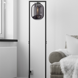 By Rydéns vloerlamp Dixton, zwart met smoke glas incl. led bron