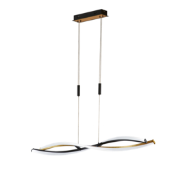 Fischer&honsel hanglamp Torcido led, zwart-goud incl. afstandsbediening
