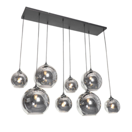 Qazqa hanglamp Sandra, 8-lichts met glas