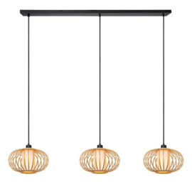 Lucide THULINE - Hanglamp - 3xE27 - Lichte houtlook