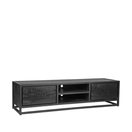 Tv- meubel Chili, zwart mangohout zwart metaal 160 cm