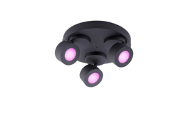 Trio lighting plafondspot  Sancho led, 3-lichts zwart rond WIZ incl. afstandsbediening