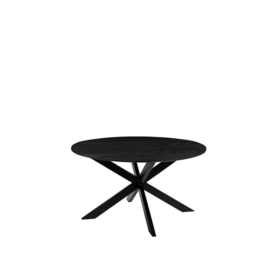 Label 51 Eettafel Otis, zwart mangohout | zwart metaal 130 cm