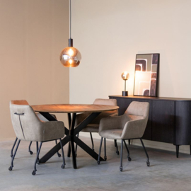 Label 51 Eettafel Otis, espresso mangohout | zwart metaal 140 cm