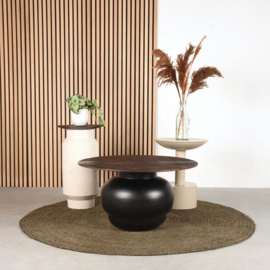 Label 51 Salontafel Dim, espresso mangohout-zwart metaal