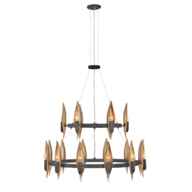 Hanglamp Willow, 18-lichts black met goldleaf