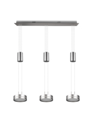 Trio lighting hanglamp Franklin led, 3-lichts mat nikkel met switch dimmer