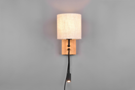 Trio lighting wandlamp Nilam, natural hout met ronde kap