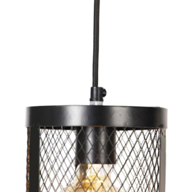 Qazqa hanglamp Cage Robusto 4-lichts zwart met hout