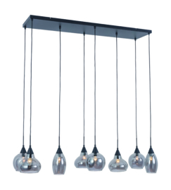 Freelight hanglamp Macchia, 8-lichts met rookglas