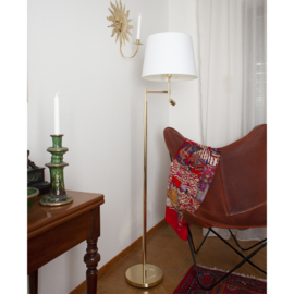By Rydéns vloerlamp Orlando, messing met stoffen kap incl. licht bron