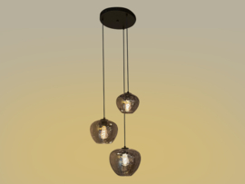 Light trend hanglamp Apple, 3-lichts smokeglas
