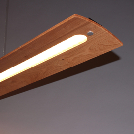 Fischer&honsel hanglamp Shine wood led, mat nikkel-eiken incl. pushdimmer