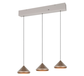 Trio lighting  hanglamp Laguna led, 3-lichts koffie bruin