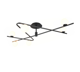 Trio-lighting plafondlamp Flaming, mat zwart