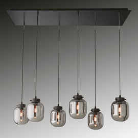 Fischer&honsel hanglamp Regi, 6-lichts zwart