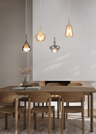 Trio lighting hanglamp Aldea, 4-lichts amber-grijsglas
