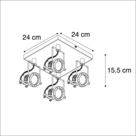 Qazqa plafondspot  Suplux led, 4-lichts mat nikkel incl. licht bron