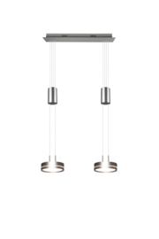 Trio lighting hanglamp Franklin led, 2-lichts mat nikkel met switch dimmer