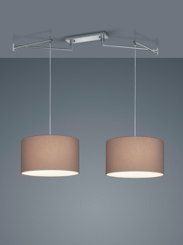 Helestra  hanglamp Certo 2-delig met stoffen kappen mocca