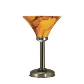 Old timer light  tafellamp Kelk, mat nikkel met hoog donker marmer glas